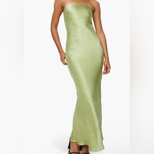 Princess Polly Olive Satin Strapless Maxi Dress